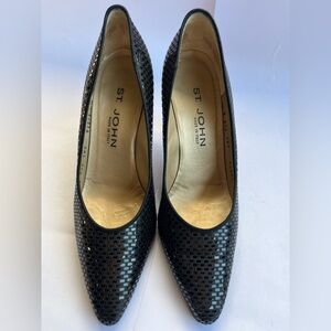 St.John Vintage Black pailettes Pumps size 8.5 US